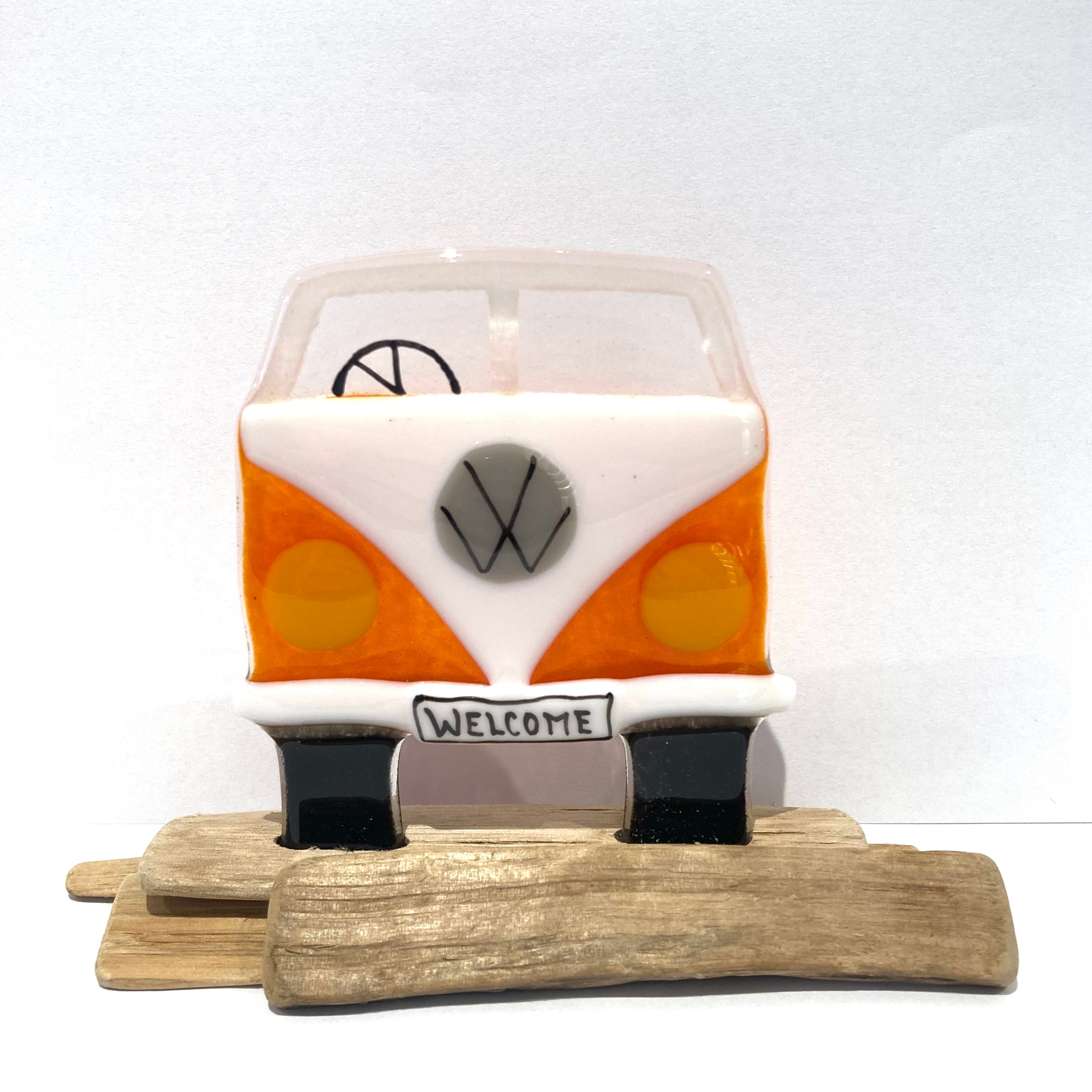 VW Campervan Fused Glass Sculpture