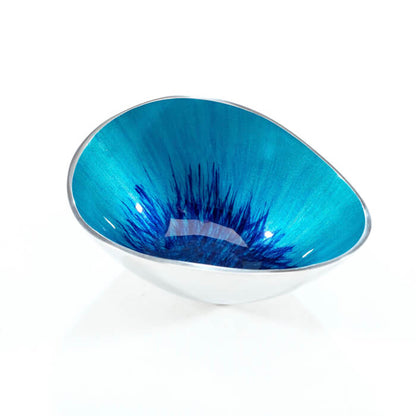 Brushed Blue Oval Small Bowl