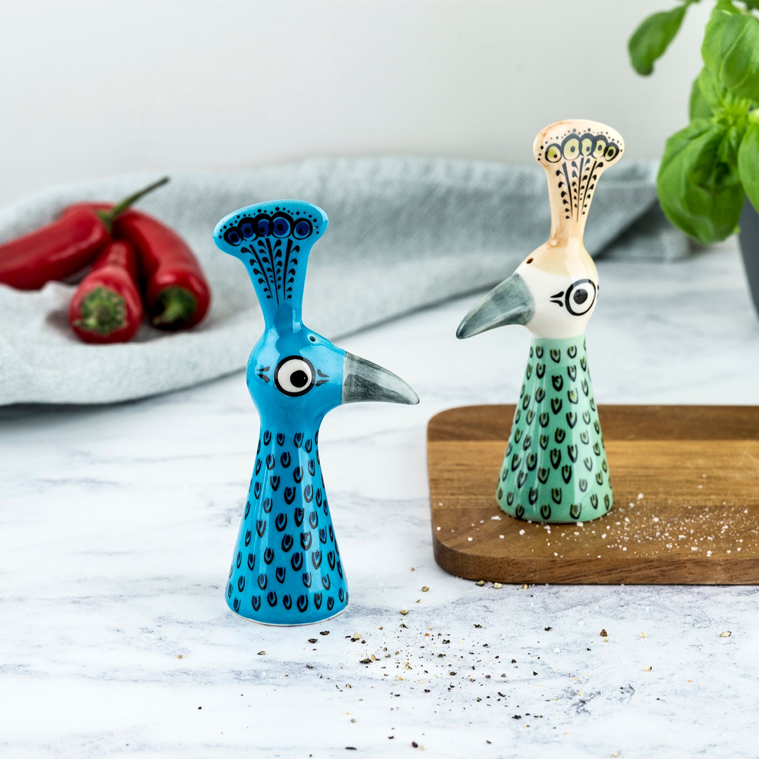Peacock Salt & Pepper Shakers