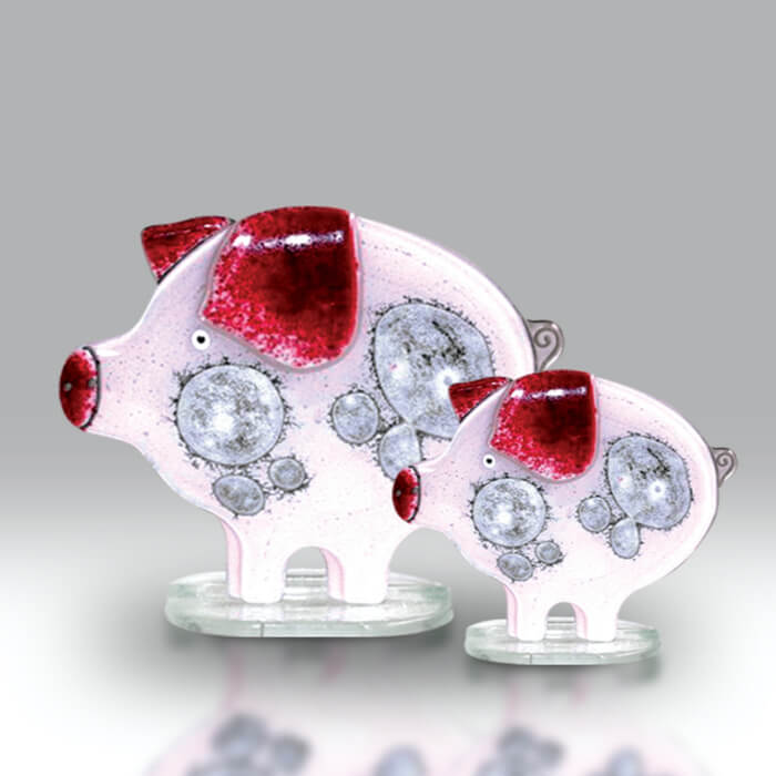 Small Fused Glass Piglet | Red lobster Gallery | Sheringham