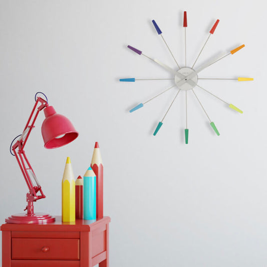 Multicoloured Plug In Wall Clock