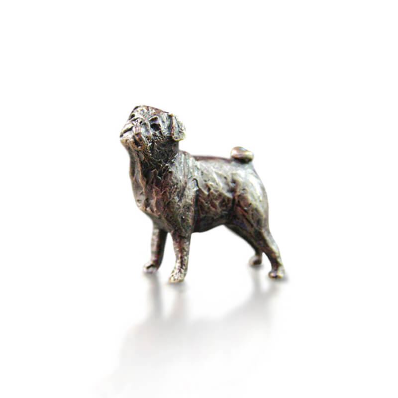 Miniature Bronze Pug | Solid Bronze Sculptures at Red Lobster Gallery | Sheringham