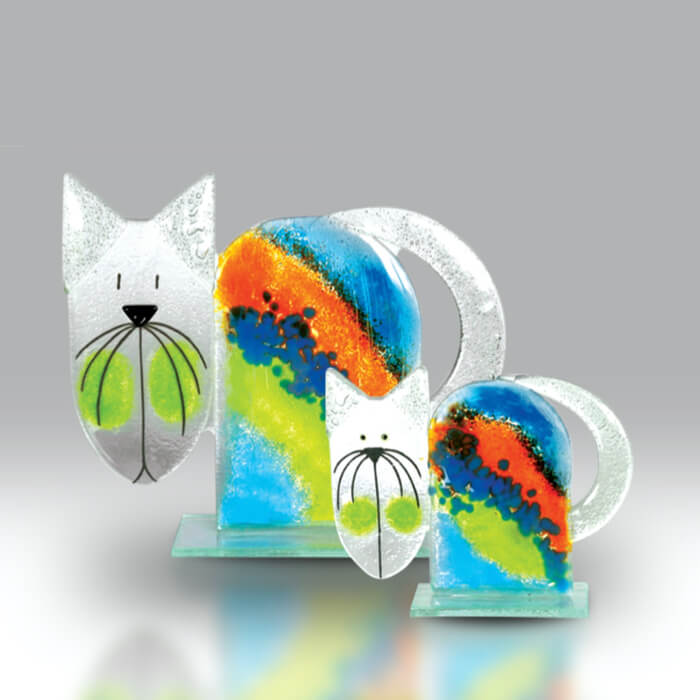 Small Fused Glass Rainbow Cat | Red Lobster Gallery | Sheringham