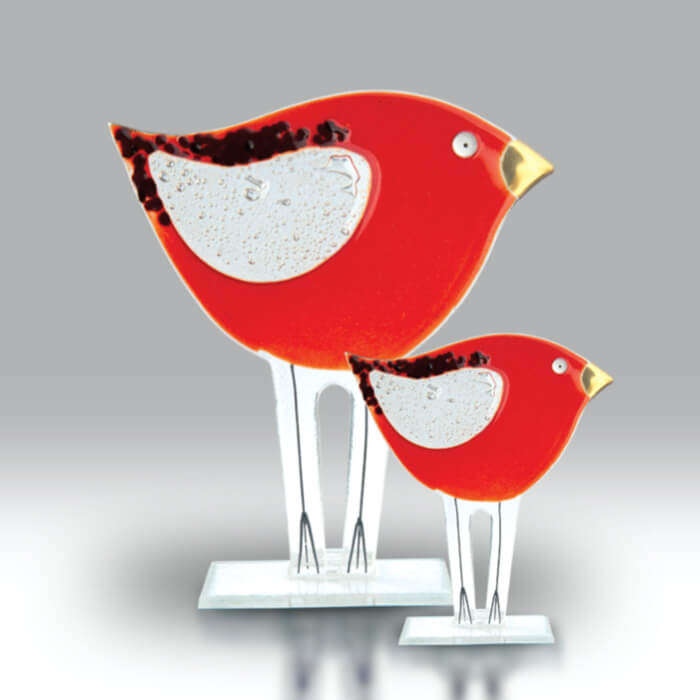 Red Fused Glass Bird