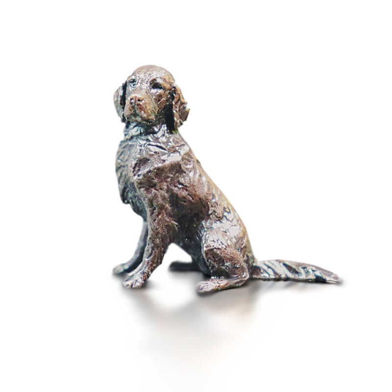 Miniature Bronze Retriever Sitting | Solid Bronze Sculptures at Red Lobster Gallery | Sheringham 