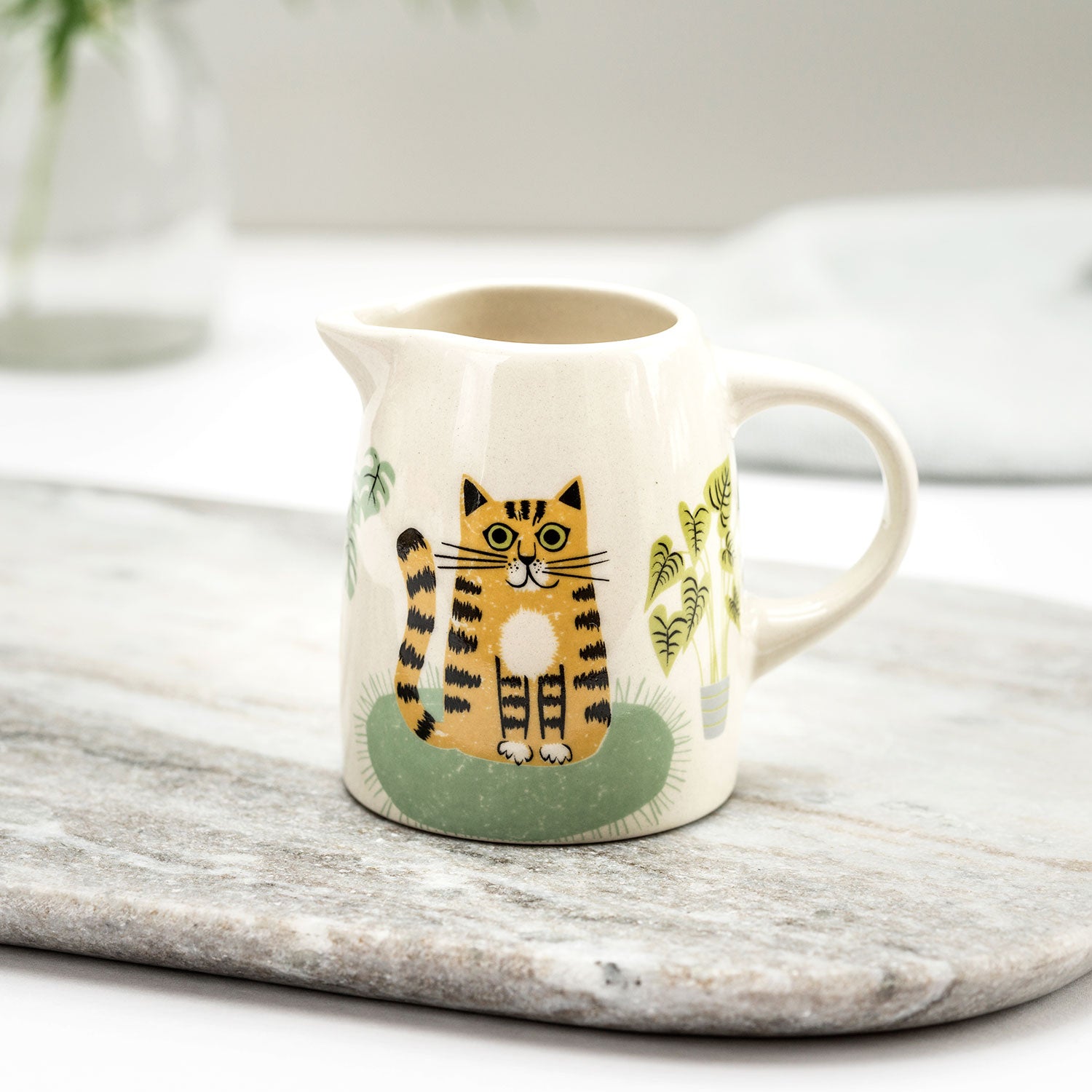 Ginger Cat side view of Hannah Turner Ceramic Creamer jug