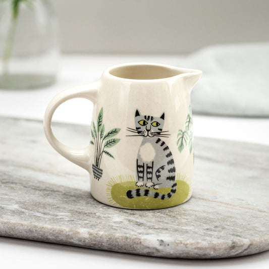 Grey Cat side view of Hannah Turner Ceramic Creamer Jug