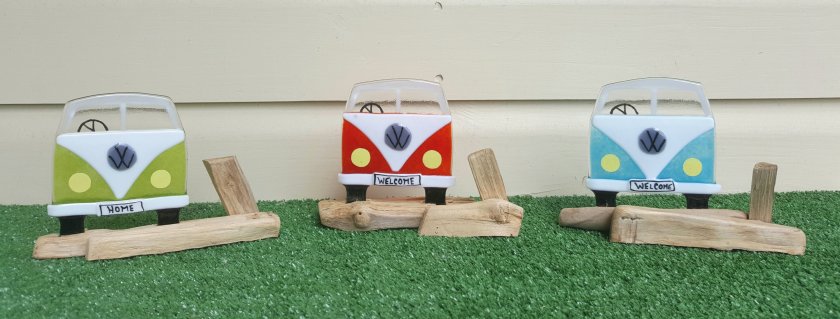 VW Campervan Fused Glass Sculpture