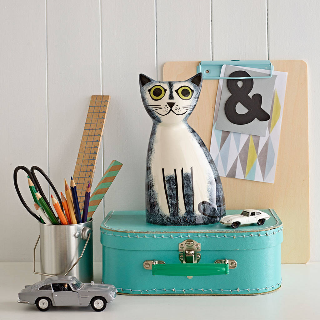 Grey Tabby Cat Money Box