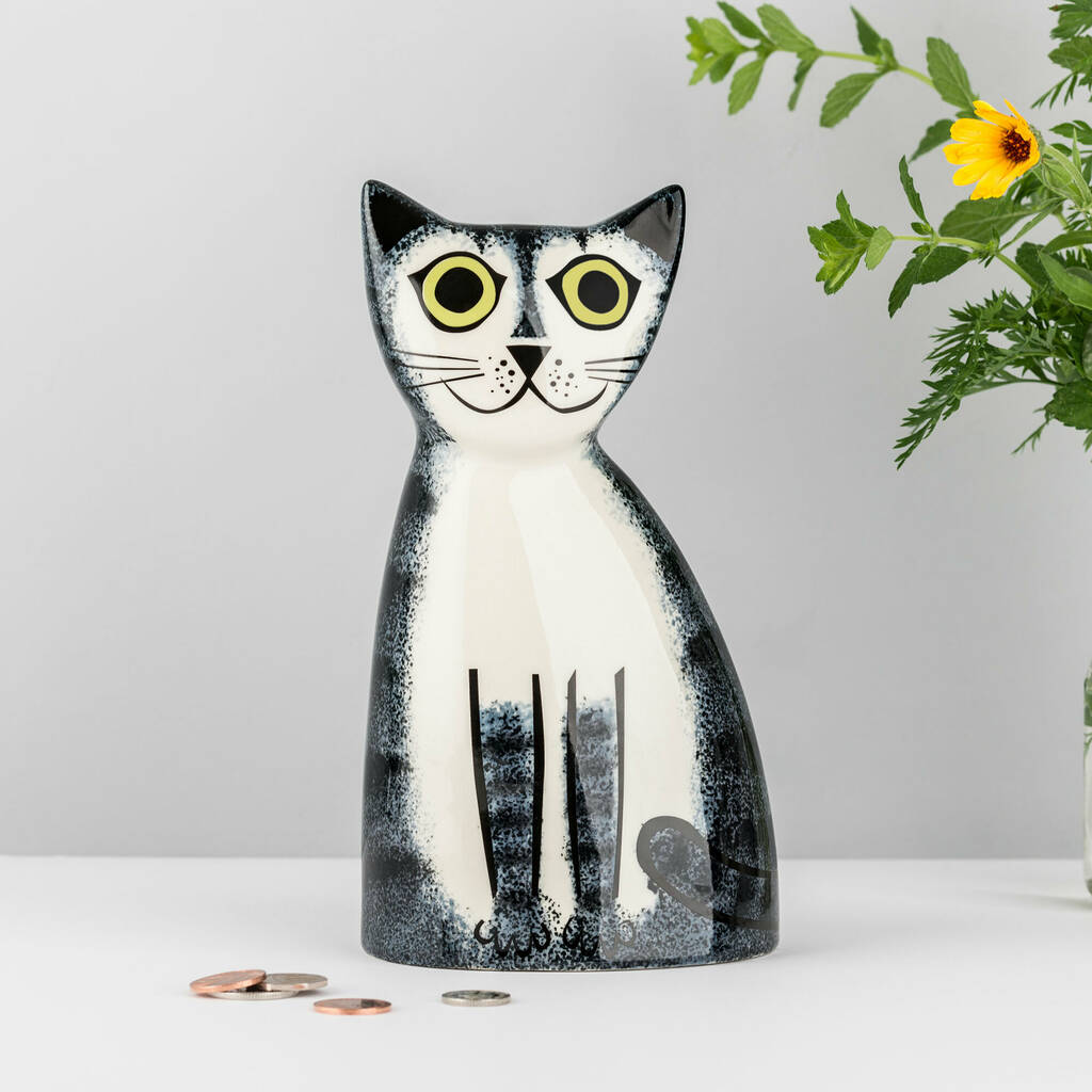 Grey Tabby Cat Money Box